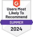 Real Geeks G2 Most Reccommended Summer 2024 Badge